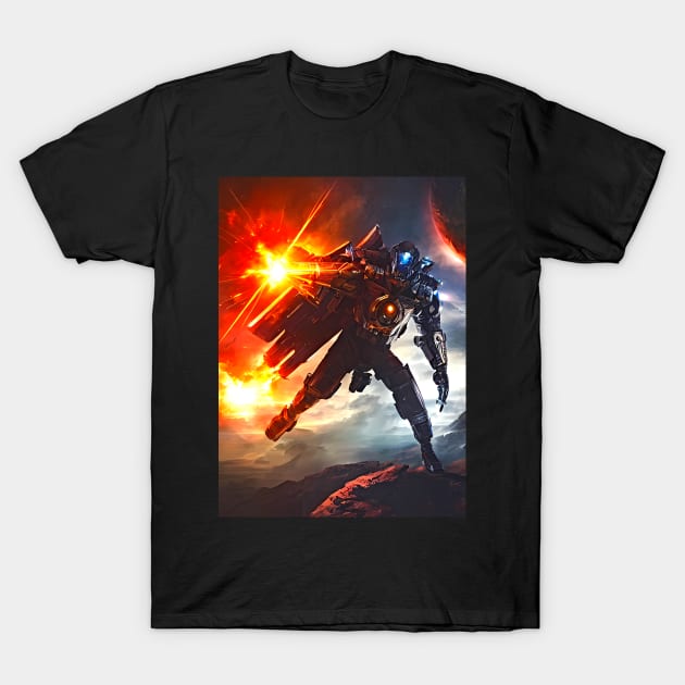 Human/Alien War - Returning Fire! - AI Generated Sci Fi Concept Art - T-Shirt by AfroMatic